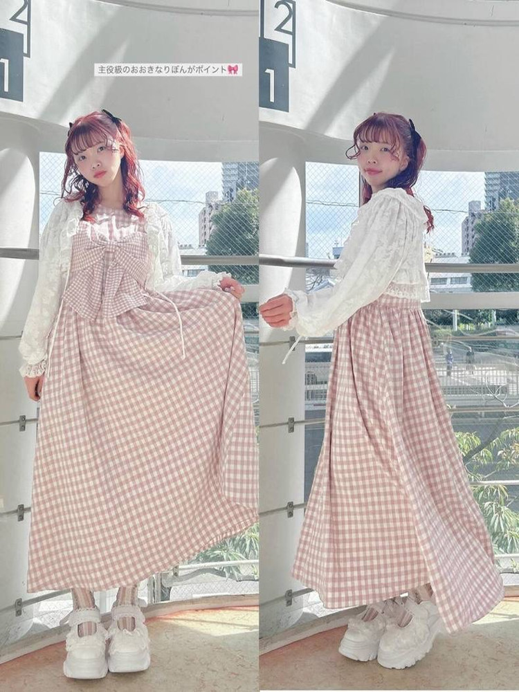 Sweet  Knot Plaid Dress New Ar - Popular Anime Merchandise review and price