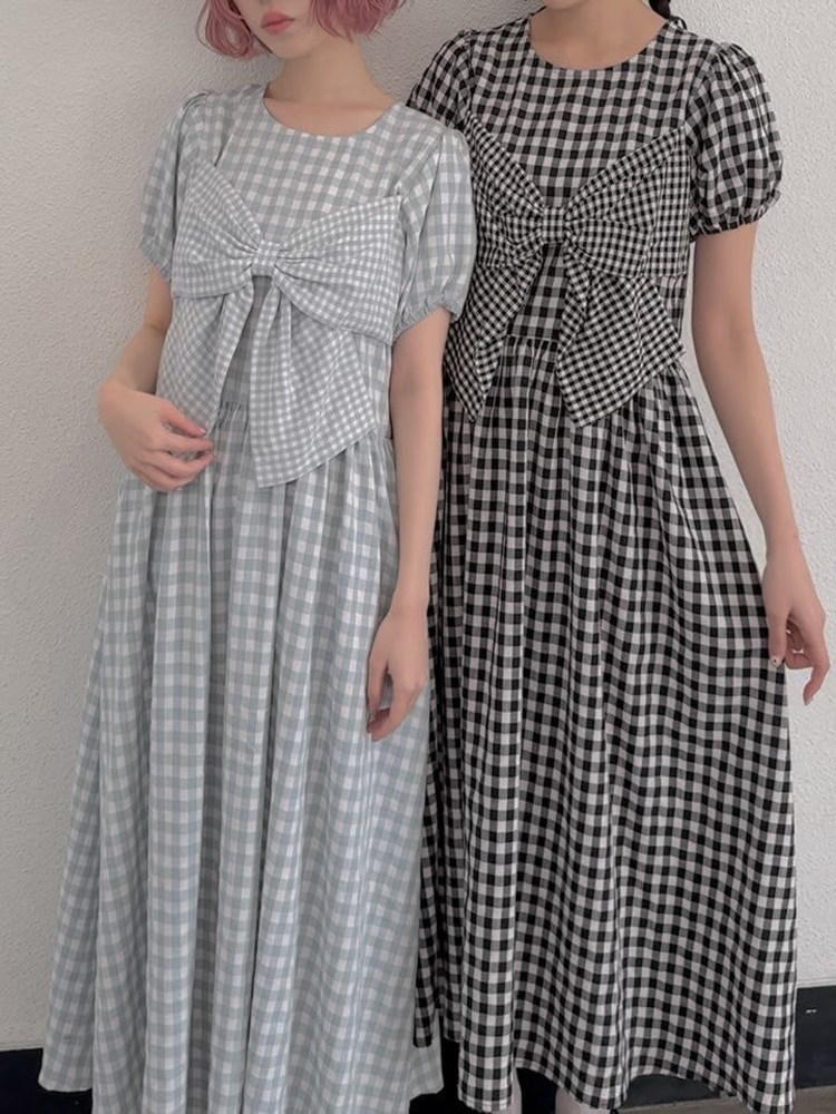 Sweet  Knot Plaid Dress New Ar - Popular Anime Merchandise review and price